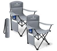 Voyager Folding Camping Chair 2-Pack, Lightweight with Pocket & Drinks Holder in Grey Voyager Grey