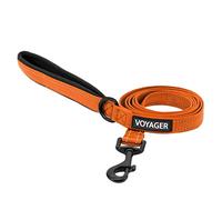 Voyager Reflective Dog Leash with Neoprene Handle, 5ft Long, Supports Small, Medium, and Large Breed Puppies, Cute and Heavy Duty for Walking, Running, and Training - Orange (Leash), S
