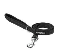 Voyager Reflective Dog Leash with Neoprene Handle, 5ft Long, Supports Small, Medium, and Large Breed Puppies, Cute and Heavy Duty for Walking, Running, and Training - Black (Leash), S