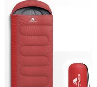 Voyager Sleeping Bag for Adults - Lightweight & Compact, Versatile 3-4 Season Temperature, Spacious Design, Quality Material, Ideal for Camping & Backpacking - 190x30x80cm - Red
