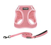 Voyager Step-in Air All Weather Mesh Harness and Reflective Dog 5 ft Leash Combo with Neoprene Handle, for Small, Medium and Large Breed Puppies by Best Pet Supplies - Set (Pink), XL