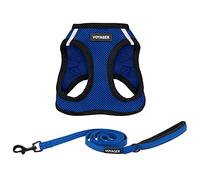 Voyager Step-in Air All Weather Mesh Harness and Reflective Dog 5 ft Leash Combo with Neoprene Handle, for Small, Medium and Large Breed Puppies by Best Pet Supplies - Royal Blue/Black Trim, X-Small