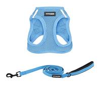 Voyager Step-in Air All Weather Mesh Harness and Reflective Dog 5 ft Leash Combo with Neoprene Handle, for Small, Medium and Large Breed Puppies by Best Pet Supplies - Leash Harness (Baby Blue), S