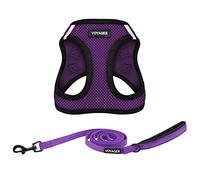 Voyager Step-in Air All Weather Mesh Harness and Reflective Dog 5 ft Leash Combo with Neoprene Handle, for Small, Medium and Large Breed Puppies by Best Pet Supplies - Purple/Black Trim, Medium
