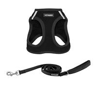 Voyager Step-in Air All Weather Mesh Harness and Reflective Dog 5 ft Leash Combo with Neoprene Handle, for Small, Medium and Large Breed Puppies by Best Pet Supplies - Set (Black), XS