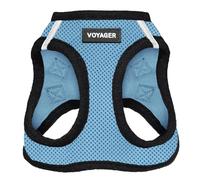 Voyager Step-In Air Dog Harness - All Weather Mesh, Reflective, No Pull Harness for Small, Medium Dogs, Cats - Secure with Hook & Loop Fastener, Buckle, Double D-Rings - Baby Blue/Black Trim, XXS