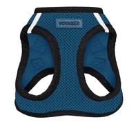 Voyager Step-in Air Dog Harness - All Weather Mesh, Reflective, No Pull Harness for Small, Medium Dogs, Cats - Secure with Hook & Loop Fastener, Buckle, Double D-Rings - Blue/Black Trim, XL