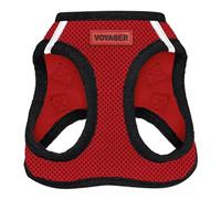 Voyager Step-In Air Dog Harness - All Weather Mesh, Reflective, No Pull Harness for Small, Medium Dogs, Cats - Secure with Hook & Loop Fastener, Buckle, Double D-Rings - Red/Black Trim, XS