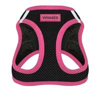Voyager Step-in Air Dog Harness - All Weather Mesh, Reflective, No Pull Harness for Small, Medium Dogs, Cats - Secure with Hook & Loop Fastener, Buckle, Double D-Rings - Black/Pink Trim, XS