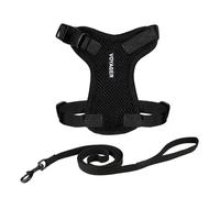 Voyager Step-in Lock Cat Harness and Reflective Cat Leash with Neoprene Handle by Best Pet Supplies - Supports Small, Medium and Large Breed Cats, Black, size XS - 5ft