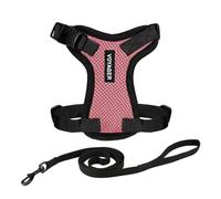 Voyager Step-in Lock Cat Harness and Reflective Cat Leash with Neoprene Handle by Best Pet Supplies - Supports Small, Medium and Large Breed Cats, Pink/Black Trim, size S - 5ft