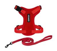 Voyager Step-in Lock Cat Harness and Reflective Cat Leash with Neoprene Handle by Best Pet Supplies - Supports Small, Medium and Large Breed Cats, Red, size XXXS - 5ft