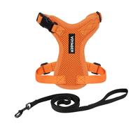 Voyager Step-in Lock Cat Harness and Reflective Cat Leash with Neoprene Handle by Best Pet Supplies - Supports Small, Medium and Large Breed Cats, Orange, size XS - 5ft