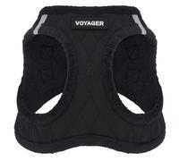 Voyager Step-In Plush Dog Harness by Best Pet Supplies - Step In Vest Harness for Small and Medium Dogs, Soft Plush, Black Plush, size S - Chest: 14.5 - 16"