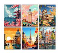 VOYANTE 6 Pcs Famous Landscape Canvas Wall Art Poster, Travel Wall Posters, Unique Modern Room Decor, Aesthetic Artwork for Living Room, Bedroom & Bathroom,11.81 x 8.27 in Unframed
