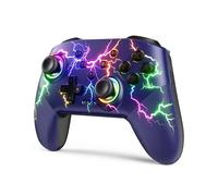 VOYEE Switch Controller Compatible with Switch/Lite/OLED/PC Windows, RGB Lightning Programmable 1000mAh Wireless Pro Controller with One Key Pairing Wake Up Vibration Turbo