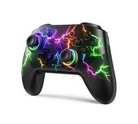 VOYEE Switch Controller Compatible with Switch/Lite/OLED/PC Windows, RGB Lightning Programmable 1000mAh Wireless Pro Controller with One Key Pairing Wake Up Vibration Turbo