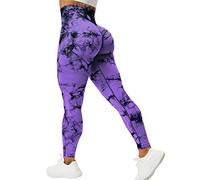 VOYJOY Seamless Leggings for Women High Waist Yoga Pants, Scrunch Butt Lifting Elastic Tights, Violets, Large
