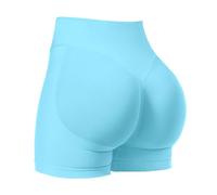 VOYJOY Women Workout Impact Shorts 2.5"/ 3.6"/ 4.5"/ 6" Scrunch Butt Lifting Gym Seamless Booty Biker Shorts, Light Blue, L