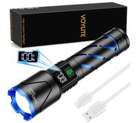 Voylite Flashlight 5000 Lumen Rechargeable - LED Flashlights High Lumens with 3 Modes, 5000mAh with LCD Display, Super Bright Tactical Zoomable IP67 Waterproof for Camping, Walking Dog