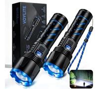 Voylite Torch Rechargeable 2 Pack, Torches LED Super Bright 1000000 Lumens | USB-C Fast Charging, 24H+ Runtime, Reverse Charging, Zoomable, 3000m Long Beam, 3 Modes, IPX7 Waterproof for Camping, Outdoor