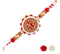 VOYLLA Beaded White Pearls Ik Onkar Thread Rakhi|Rakhi For Brother|Pack Of 1|Rakhi Special|