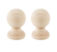 Voyoo 2 Pcs Unfinished Pine Ball Finials - Solid Wood Decorative Caps for Staircase Spindles, Fence Posts & DIY Home Accessories