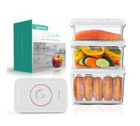 VOYOR 3-Pack Vacuum Containers for Food Storage (S/M/L) - Reusable, ABS, No Machine Included, Rectangular, Airtight, Refrigerator Organisation VS310