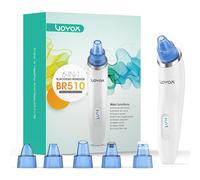 VOYOR Blackhead Remover Vacuum Pore Cleaner - Electric Facial Comedone Extractor Kit with LCD screen and 5 Suction Levels, 6 Heads, USB Rechargeable Acne & Whitehead Remover Tool for Men & Women BR510