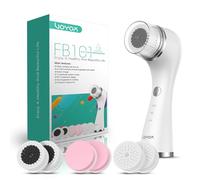 VOYOR Facial Cleansing Brush Electric with 3 Types of Replacement Heads Face Scrubber 3 Speeds Adjustable Face Brush for Skin Deep Cleansing and Exfoliation Rechargeable Face Cleansing Brush FB101