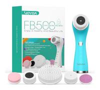 VOYOR Facial Cleansing Brush, Rechargeable Electric Face Cleanser Brush with 5 Brush Heads for Exfoliating, Removing Blackhead and Massaging IPX7 Waterproof FB500 (Blue)