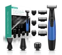 VOYOR Rechargeable Beard Trimmer for Men Cordless Professional Beard Trimmer with Combs, Electric Shavers for Men with Sharp Razor Blades for Body Grooming, Nose and Hair Trimming, USB Wet & Dry, Blue