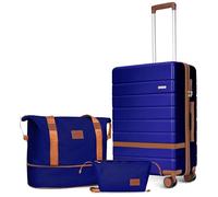 Voytra VoytraLuggage Sets with 8 Smooth Spinner Wheels, Hard shell ABS+PC Luggage, Travel Suitcases with TSA Lock, YKK Zippers, Navy, 3 piece set (20inch/DB/TB), Business Travel Family Vacation