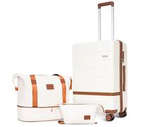 Voytra VoytraLuggage Sets with 8 Smooth Spinner Wheels, Hard shell ABS+PC Luggage, Travel Suitcases with TSA Lock, YKK Zippers, Beige, 3 piece set (20inch/DB/TB), Business Travel Family Vacation