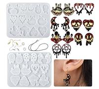 Voyyphixa 144PCS Earring Resin Moulds Dripping Blood Horror Theme Silicone Molds for Resin Casting with Earring Hook Jump Rings for Earring Pendants Necklace Jewelry and Keychain (144PCS)