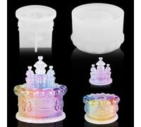 Voyyphixa 2Pcs 3D Castle Shaper Box Resin Moulds Silicone Resin Jar Mould with Lid Epoxy Resin Casting Moulds for DIY Jewelry Trinket Box, Candle Holder, Candy Jar, Resin Concrete Crafts Home Decor