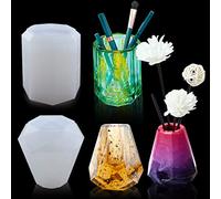 Voyyphixa 2PCS Pen Holder Mold Vase Resin Molds Silicone Cup Toothbrush Holder Epoxy Moulds DIY Casting Makeup Brush Container Flower Pot Bathroom