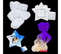 Voyyphixa 2pcs Silicone Pregnant Belly Resin Mold Star Photo Frame for Pregnant Woman Display Stand Epoxy Resin Home Decor