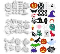 Voyyphixa 3 PCS Halloween Resin Moulds Pumpkin Bat Spider Jewellery Moulds Silicone Stud Earring Molds Horror Scary Ornament Epoxy Casting Molds for Charm Pendant DIY Art Crafts (Earring Molds)