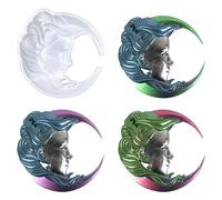 Voyyphixa 3D Moon Face Resin Mould, Crescent Moon Silicone Moulds for Resin Casting Wall Hanging Halloween Epoxy Mold for Door Desktop Jewelry Pendant Ornament Art Home Office Decoration