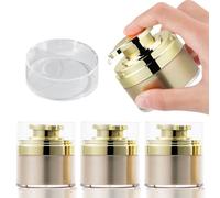 Voyyphixa 3Pcs 30ml Airless Moisturiser Dispenser Travel Vacuum Pump Jars Empty Refillable Travel Cream Bottle for Lotions, Creams, Makeup (Gold)