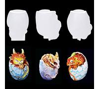 Voyyphixa 3pcs Dragon Egg Resin Moulds Silicone Candle Moulds Animals Epoxy Molds for Resin Halloween Resin Casting Molds DIY Keychain Pendant Clay Crafts Decoration (Dragon Egg molds)