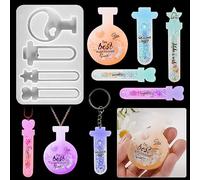 Voyyphixa 4 Pcs Quicksand Resin Moulds Magic Bottle Resin Shaker Moulds Silicone Heart Hollow Epoxy Casting Moulds for DIY Craft Keychain Pendant Jewellery Ornaments