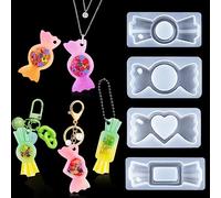Voyyphixa 4PCS Bowknot Shape Quicksand Resin Moulds Silicone Heart Hollow Shaker Moulds Charms Epoxy Resin Casting Molds for Handmade Jewelry Pendant Keyring Necklace Making