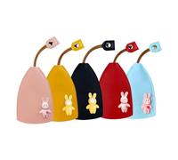 Voyyphixa 5PCS Protective Pull Out Key Case Cute Rabbit PU Leather Car Key Case Portable Key Pouch Car Key Cover Case Key Holder for Car Keys for Most Types Car (Rabbit)