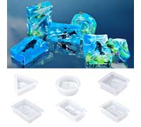 Voyyphixa 6 Pcs Water Ripple Silicone Molds Ocean Wave Resin Pendant Mold Summer Water Wave Design Epoxy Resin Casting Mold for DIY Jewelry Keychain Earrings Pendant Charms Crafts