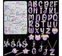 Voyyphixa Alphabet Epoxy Resin Moulds Letter Pendants Silicone Moulds for Resin Casting A-Z Keychain Moulds for Bookmarks Pet Tag Ornaments Jewelry Charm Crafts (Mould B)