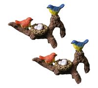 Voyyphixa Birds Garden Statues Birds Perched on Branches Pot Huggers Cute Animal Figurines Birds Sculpture Outdoor Statues Ornaments for Fish Tank Bonsai Garden Fence Yard Patio Lawn (2PCS)