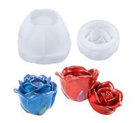 Voyyphixa Rose Shape Jar Resin Moulds Silicone, 3D Rose Silicone Molds with Lid for Epoxy Resin Casting for Storage Bottle, Candle Holder, Candy Container, Epoxy Casting Craft, Flower Pot
