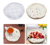 Voyyphixa Round Tray Epoxy Resin Mold Fruit Plate Mould Coaster Resin Molds Silicone Irregular Tray Molds for casting DIY Jewelry Storage Box Trinket Dish Soap Candle Holder (Irregularly round mold)
